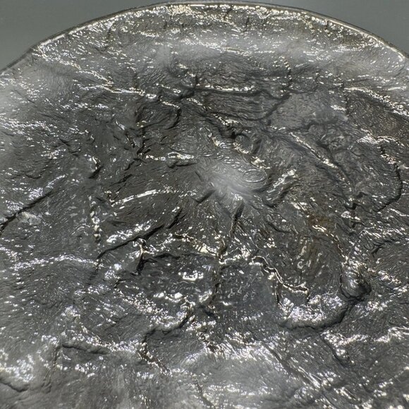 Vintage JSG Oceana Art Glass Metallic Black Texture Glass Dish Plate 9inch Wide - Picture 9 of 14